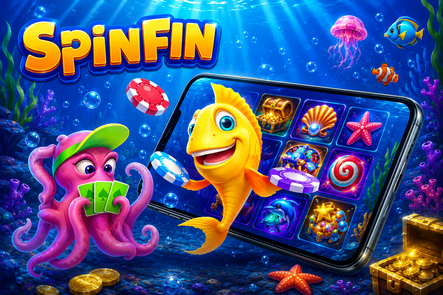 Spinning casino slot machine with colorful symbols and lights, showcasing a lively gaming atmosphere.